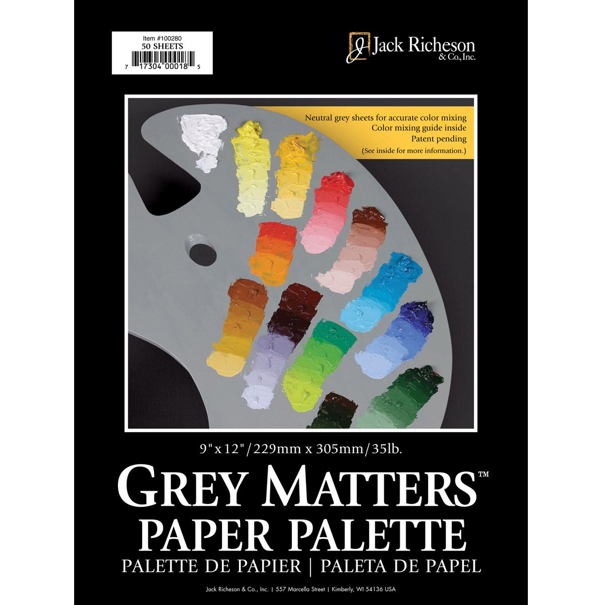 Jack Richeson Grey Matters Palette 50 Sheet Pad 9 x 12 inches