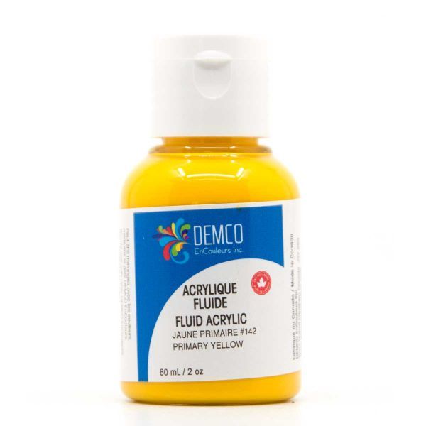 Demco Fluid Acrylic Paint - Primary Yellow 60 ml