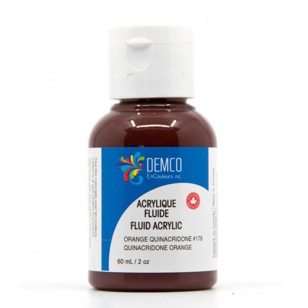 Demco Fluid Acrylic Paint - Quinacridone Orange 60 ml