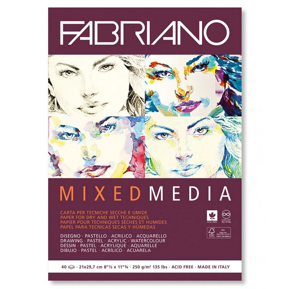 Fabriano Mixed Media 40 sheets Block 8-1/2 x 11-1/2 inches