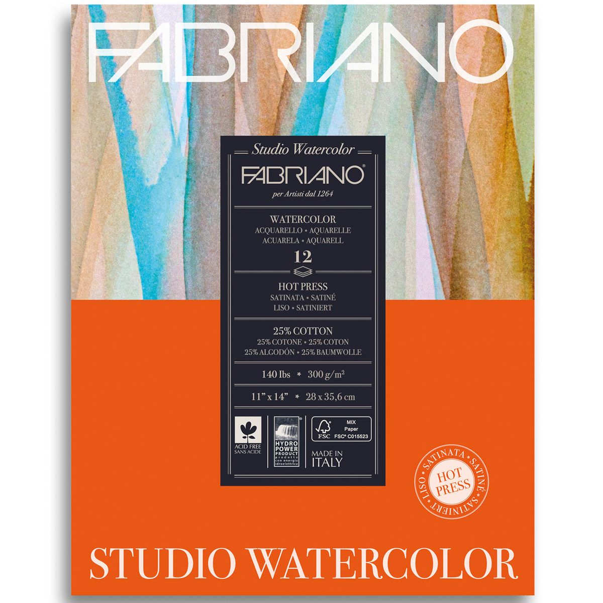 Fabriano Studio Watercolour Pad HP-20 sheets, 140lb 11x14 inch