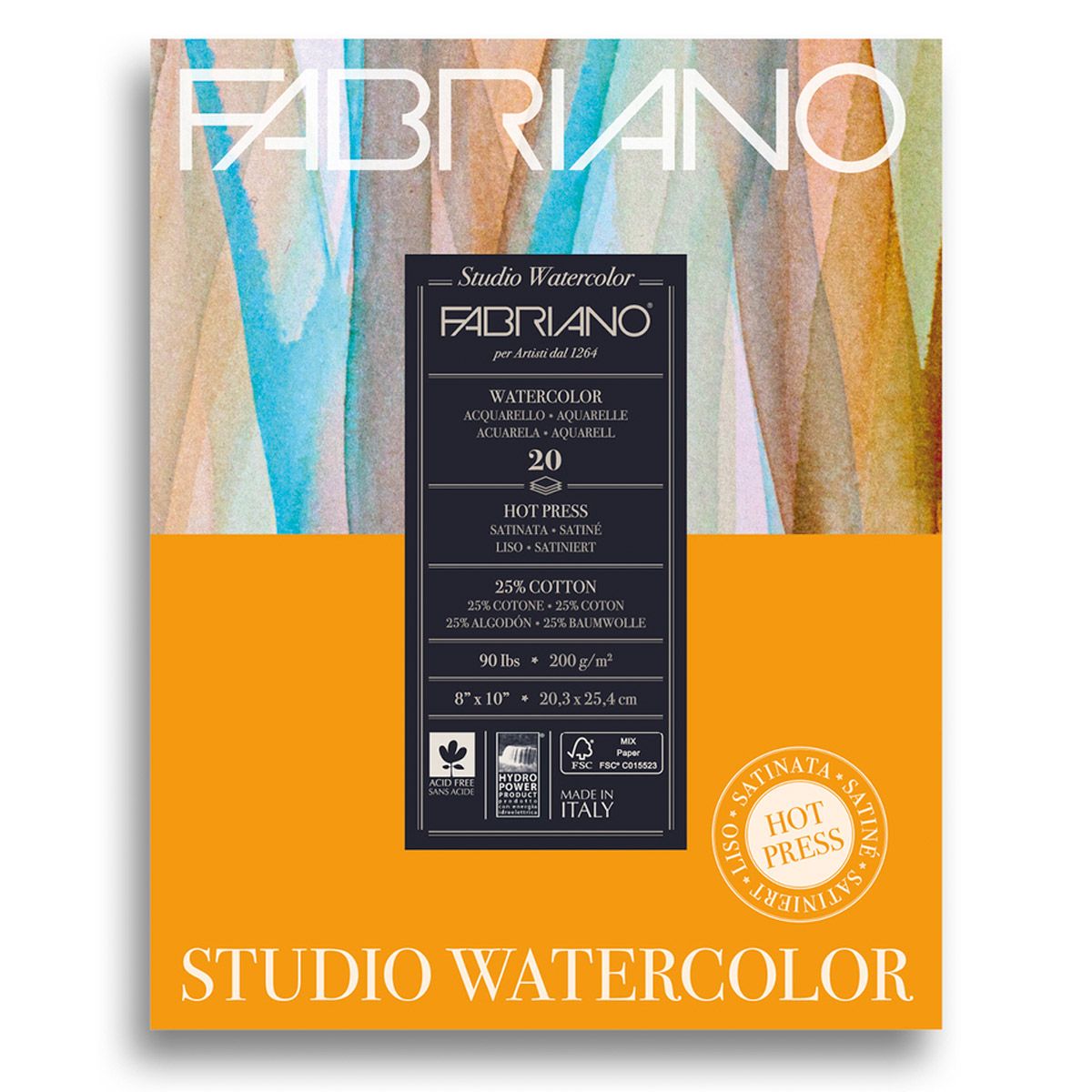 Fabriano Studio Watercolour Pad HP-20 sheets, 90lb 8x10 inch