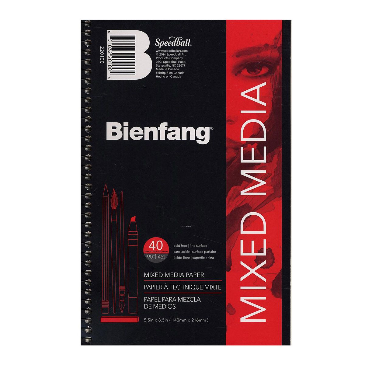 Bienfang Mixed Media 90lb. 40 Sheets Pad 5-1/2 x 8-1/2 Inch