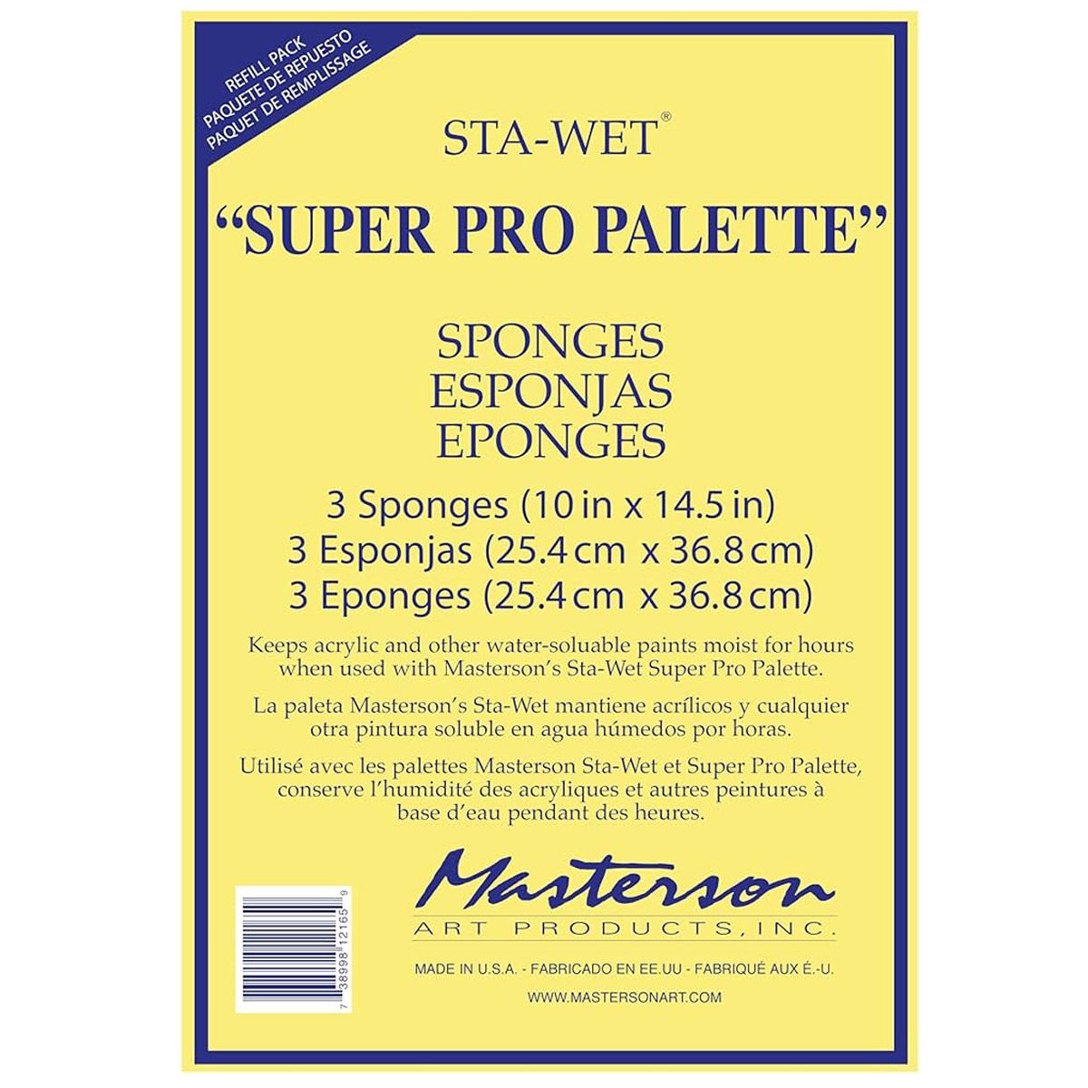 Masterson Sta-Wet Super Pro Palette Sponge Refills 3/pkg 10" x 14.5"