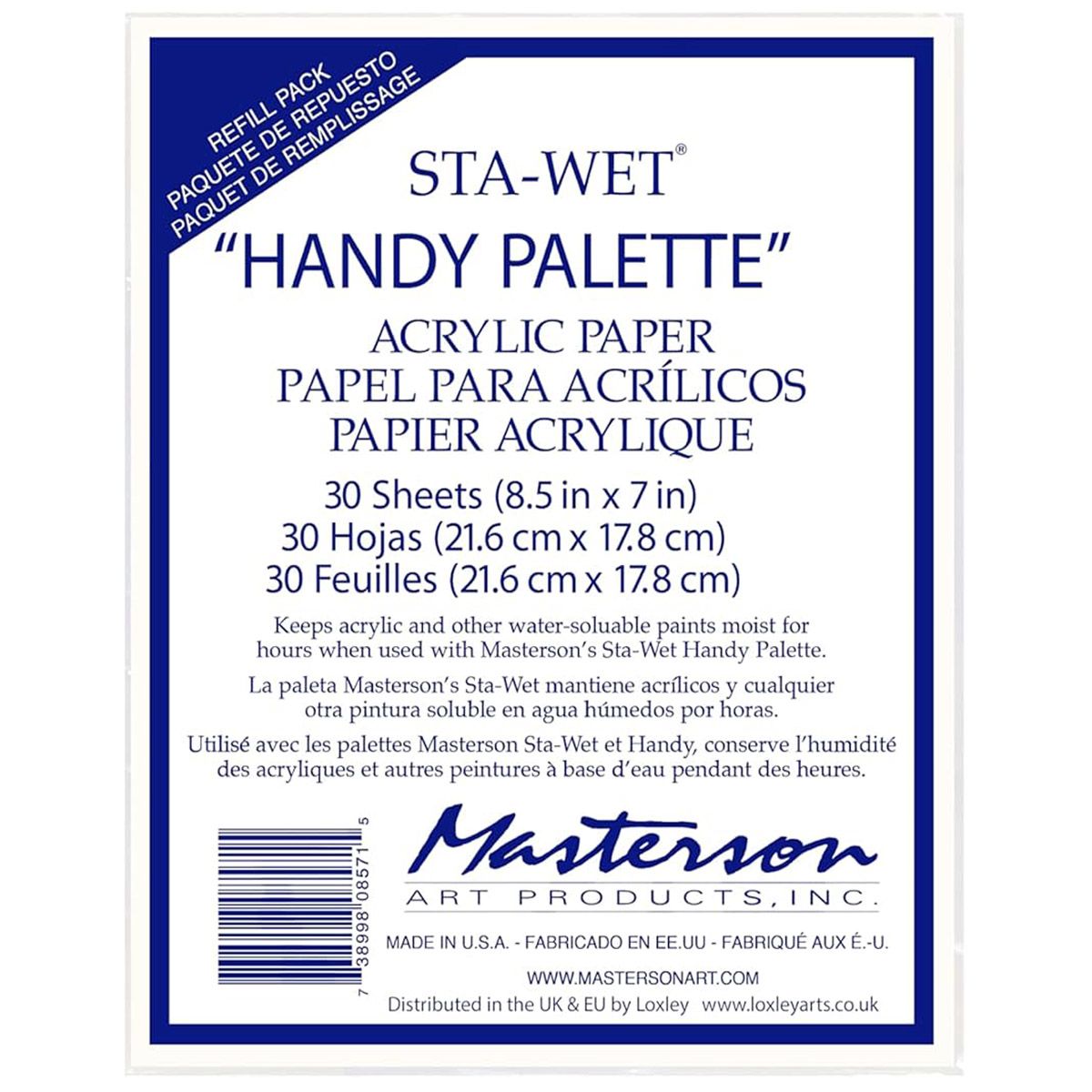 Masterson Sta-Wet Handy Palette Refill (30 sheets) 8.5 x 7 inch