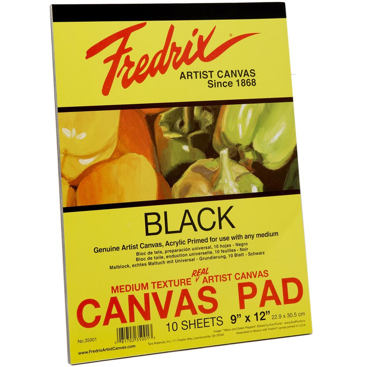 Fredrix Black Canvas Pads 10 Sheets, 9" x 12"