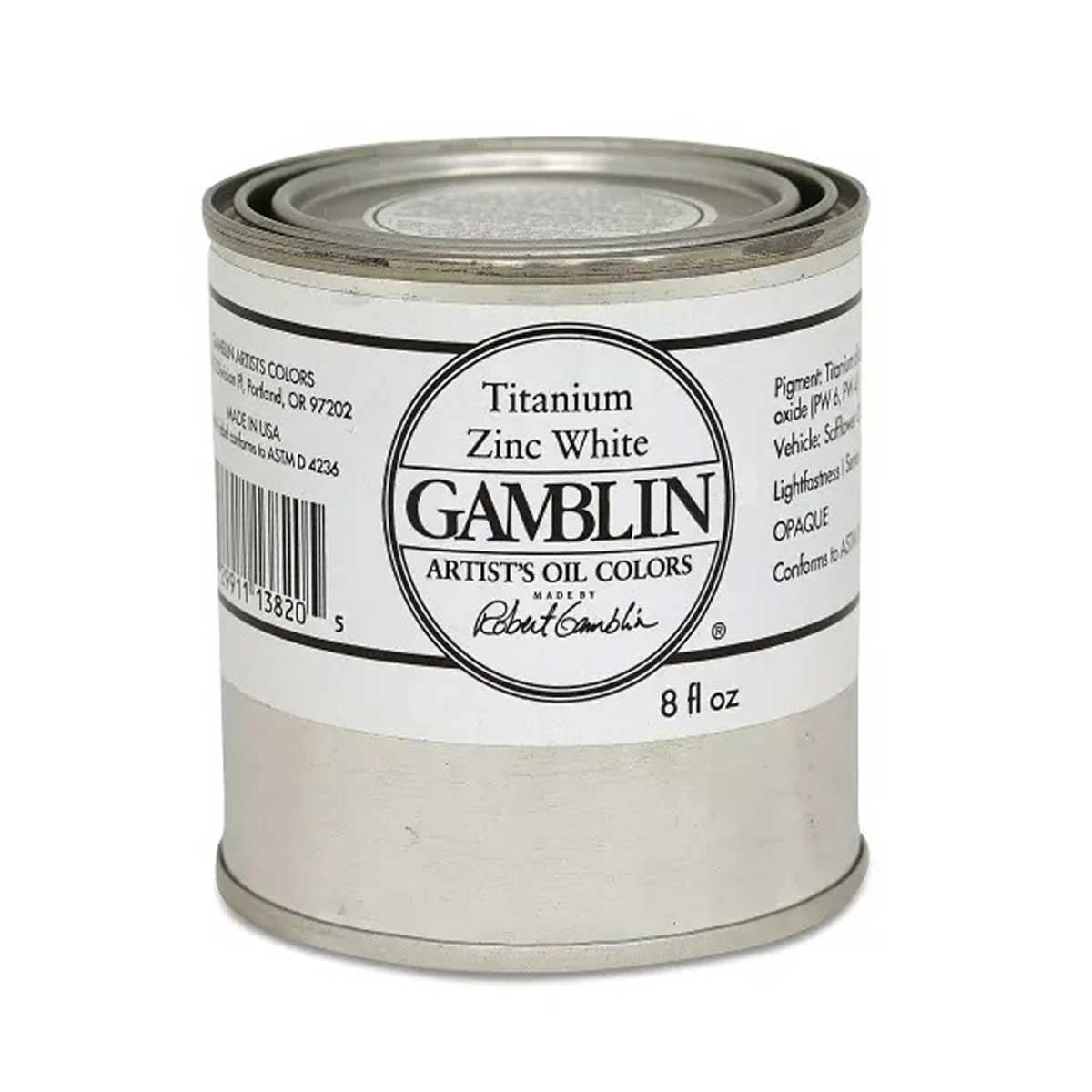 Gamblin Artitst's Oil Color - Titanium Zinc White, 250 ml (8oz)