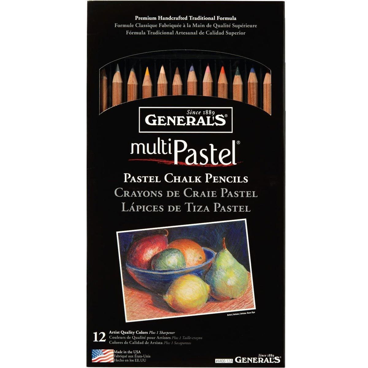 General's Multi-Pastel Chalk Pencils 12 Assorted Colours