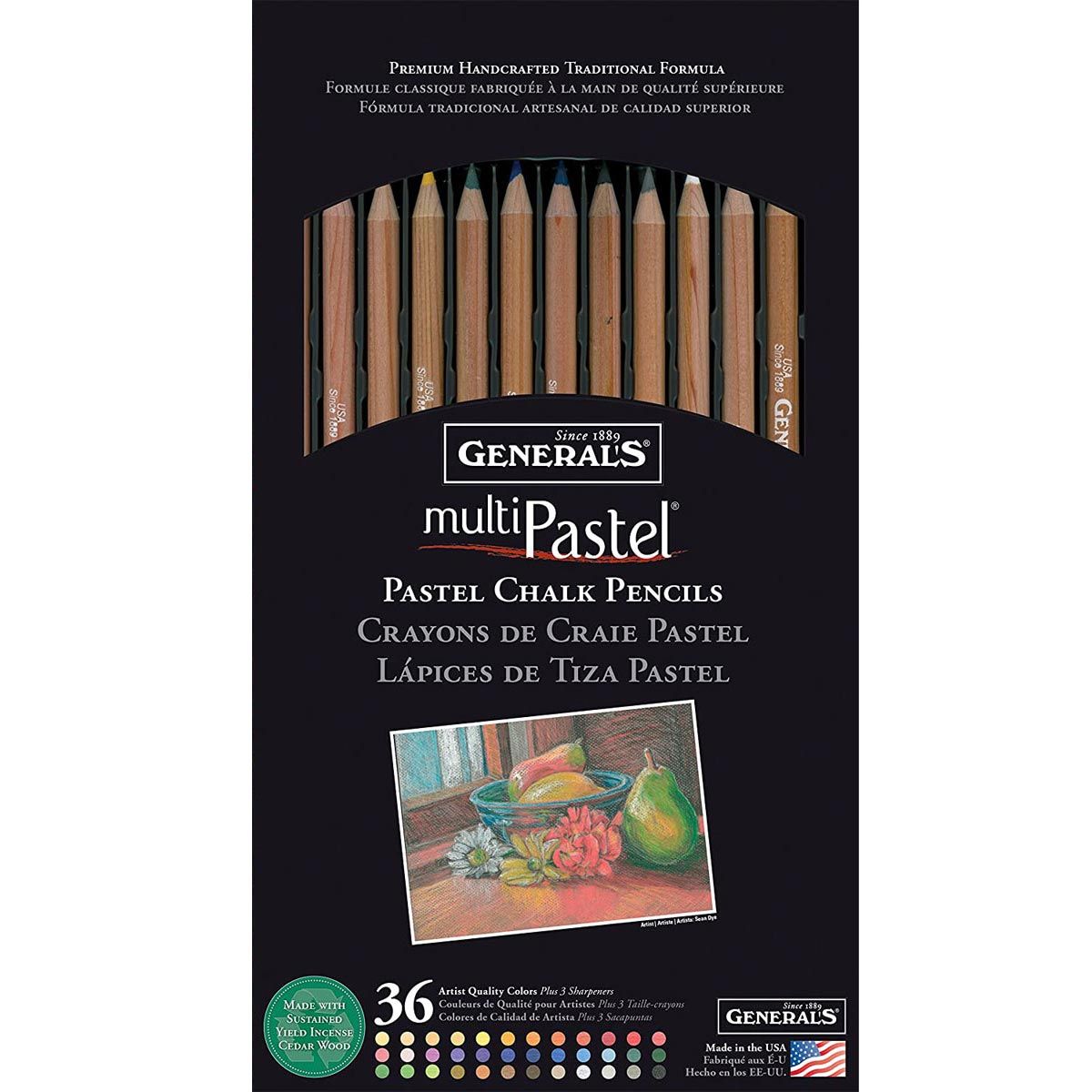 General's Multi-Pastel Chalk Pencils 36 Assorted Colours