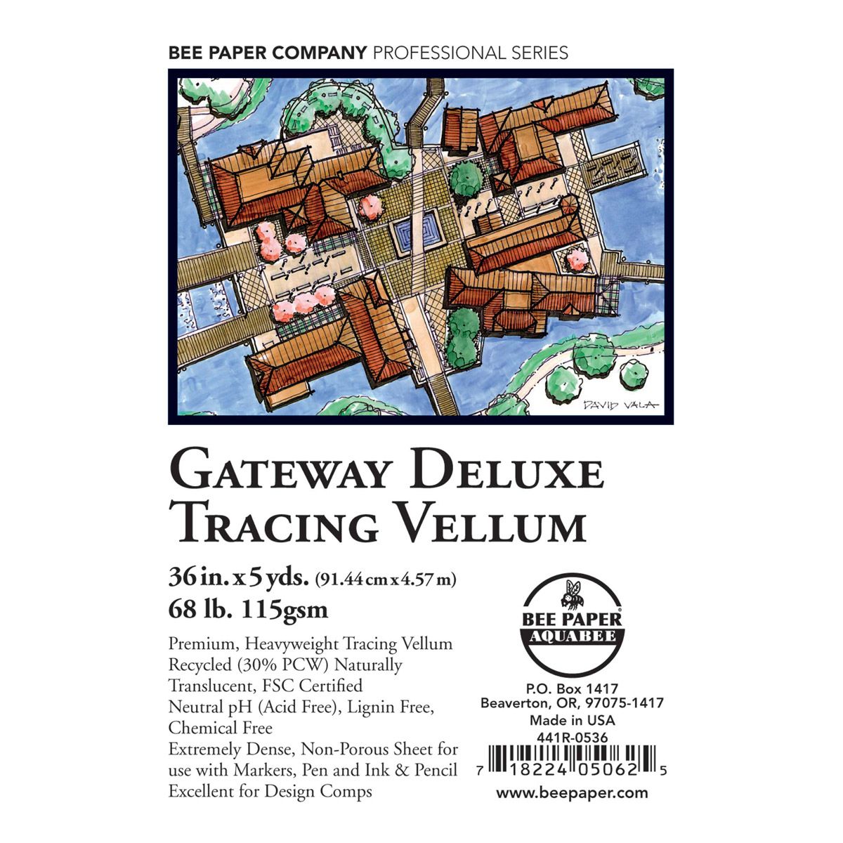 Bee Paper Gateway De Luxe Tracing Vellum Roll - 36 x 5 yd.