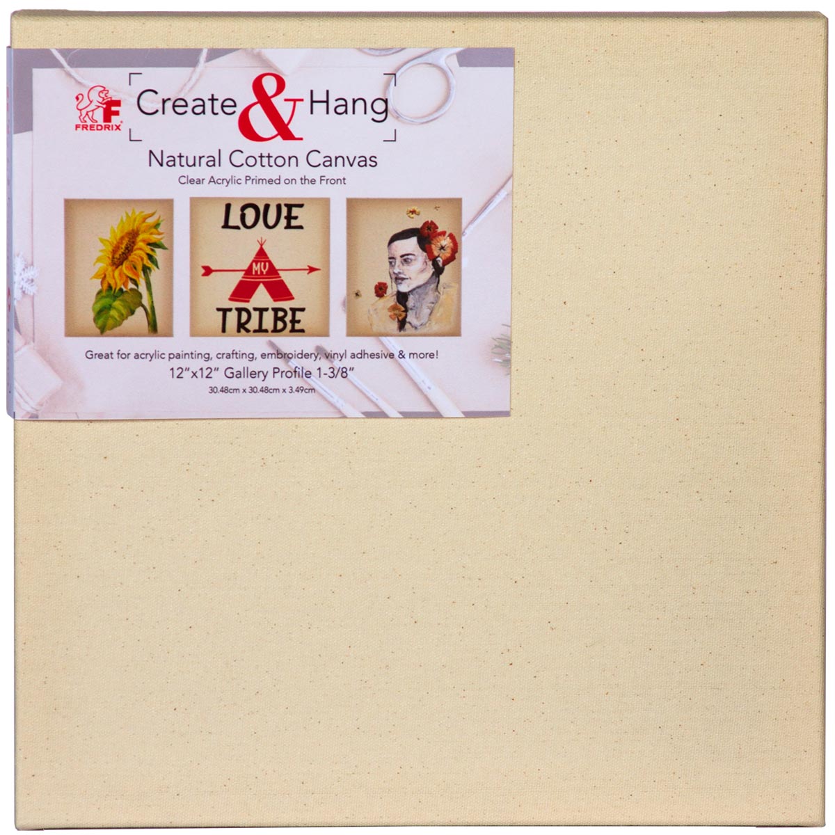 Create & Hang Natural Cotton Canvas, 8oz Primed 12 x 12 inches