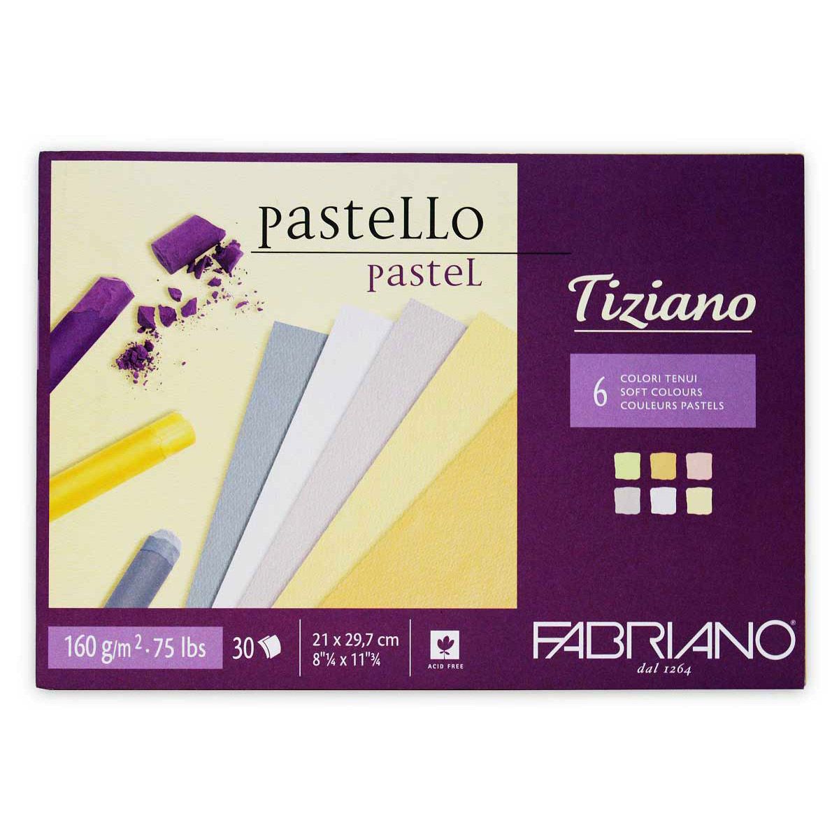 Fabriano Tiziano Pastel Pad (6 Soft Colours) 8"-1/4 x 11"-3/4