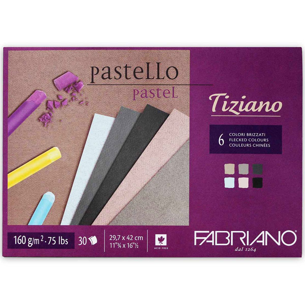 Fabriano Tiziano Pastel Pad (6 Soft Colours) 11-3/4" x 16-1/2"