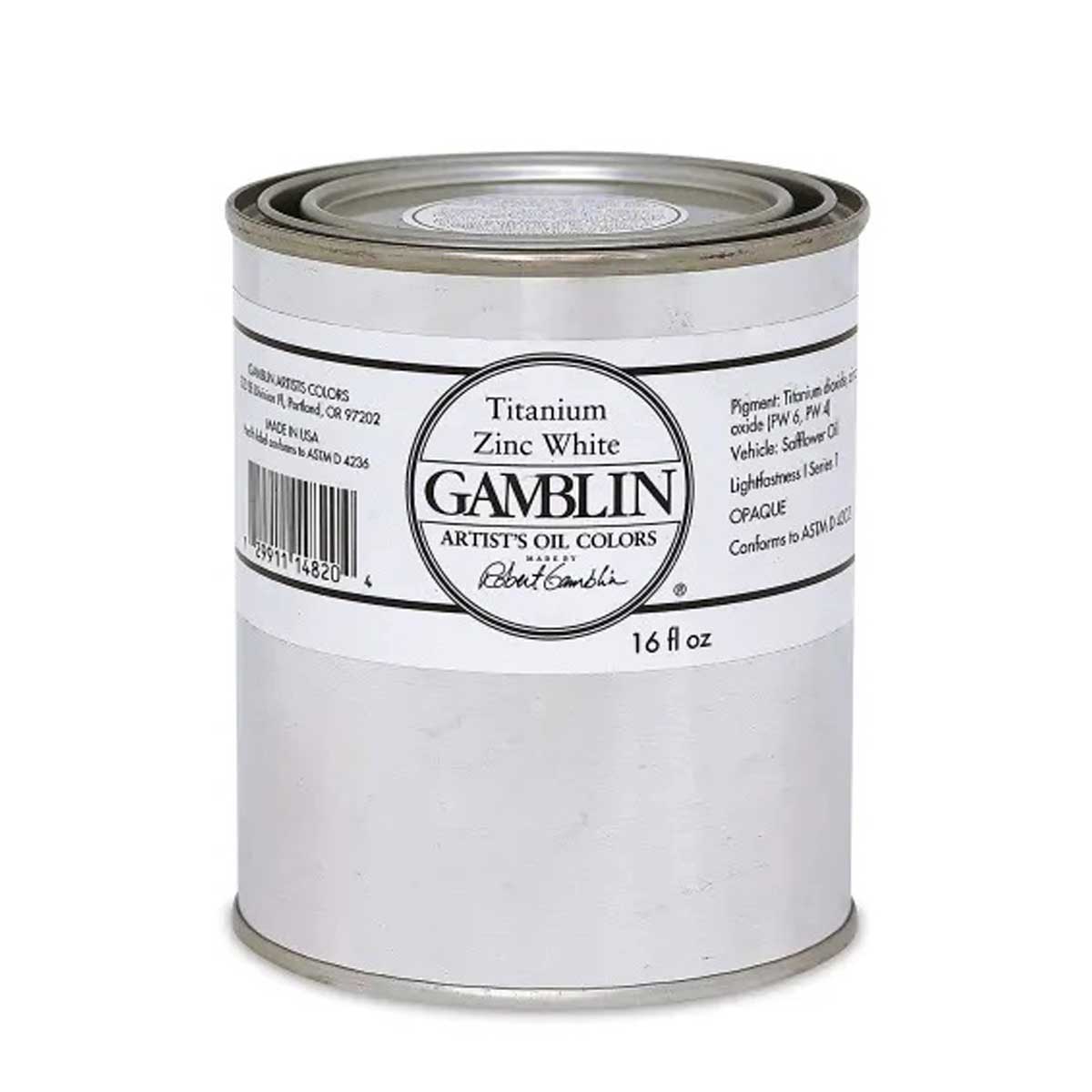 Gamblin Artitst's Oil Color - Titanium Zinc White, 500 ml (16oz)