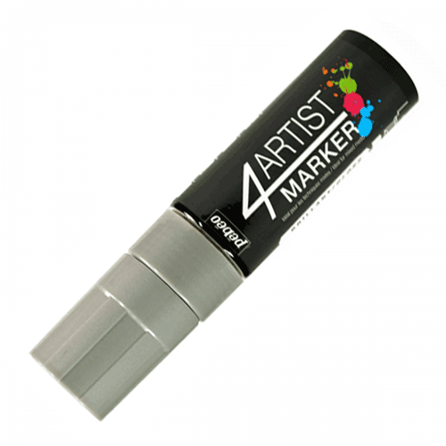 4 Artist Marker Oil Based Glossy Permanent Art Paint Flat Pen - Silver 15mm