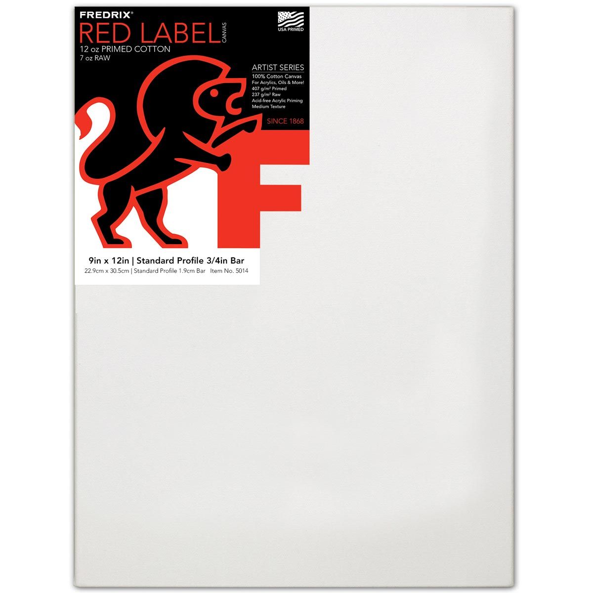 Fredrix Red Label 3/4" Profile Cotton Canvas 9" x 12"