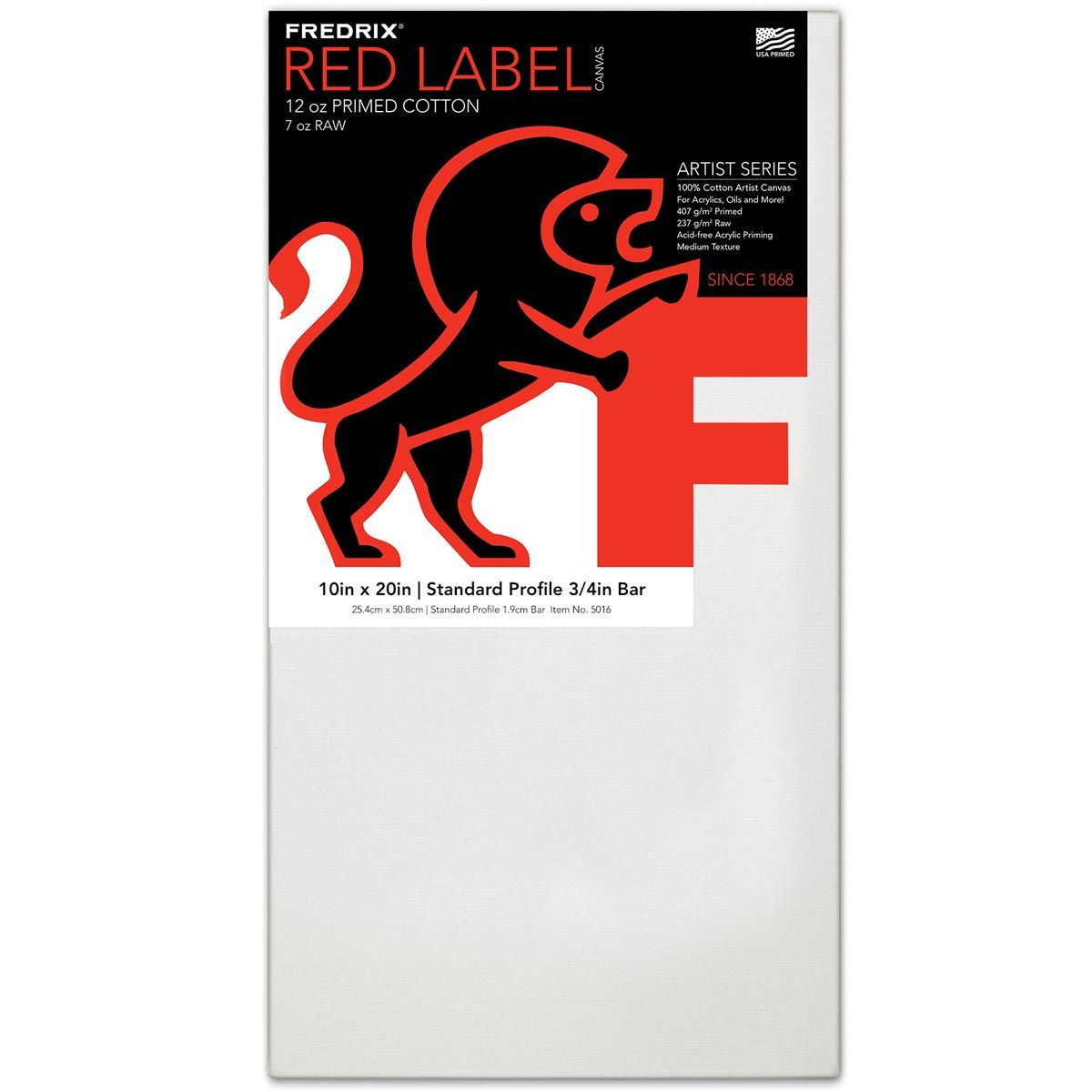 Fredrix Red Label 3/4" Profile Cotton Canvas 10" x 20"