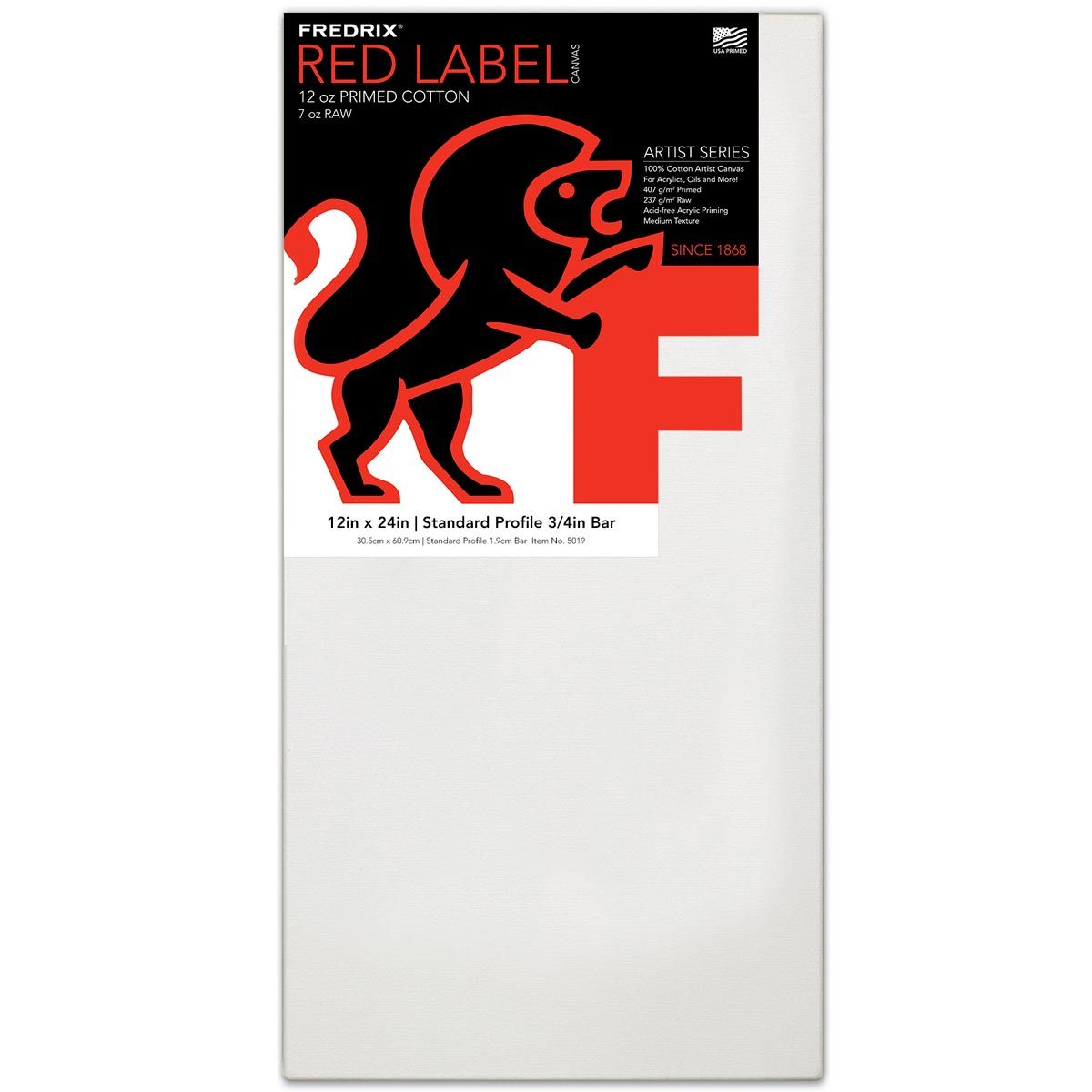 Fredrix Red Label 3/4" Profile Cotton Canvas 12" x 24"