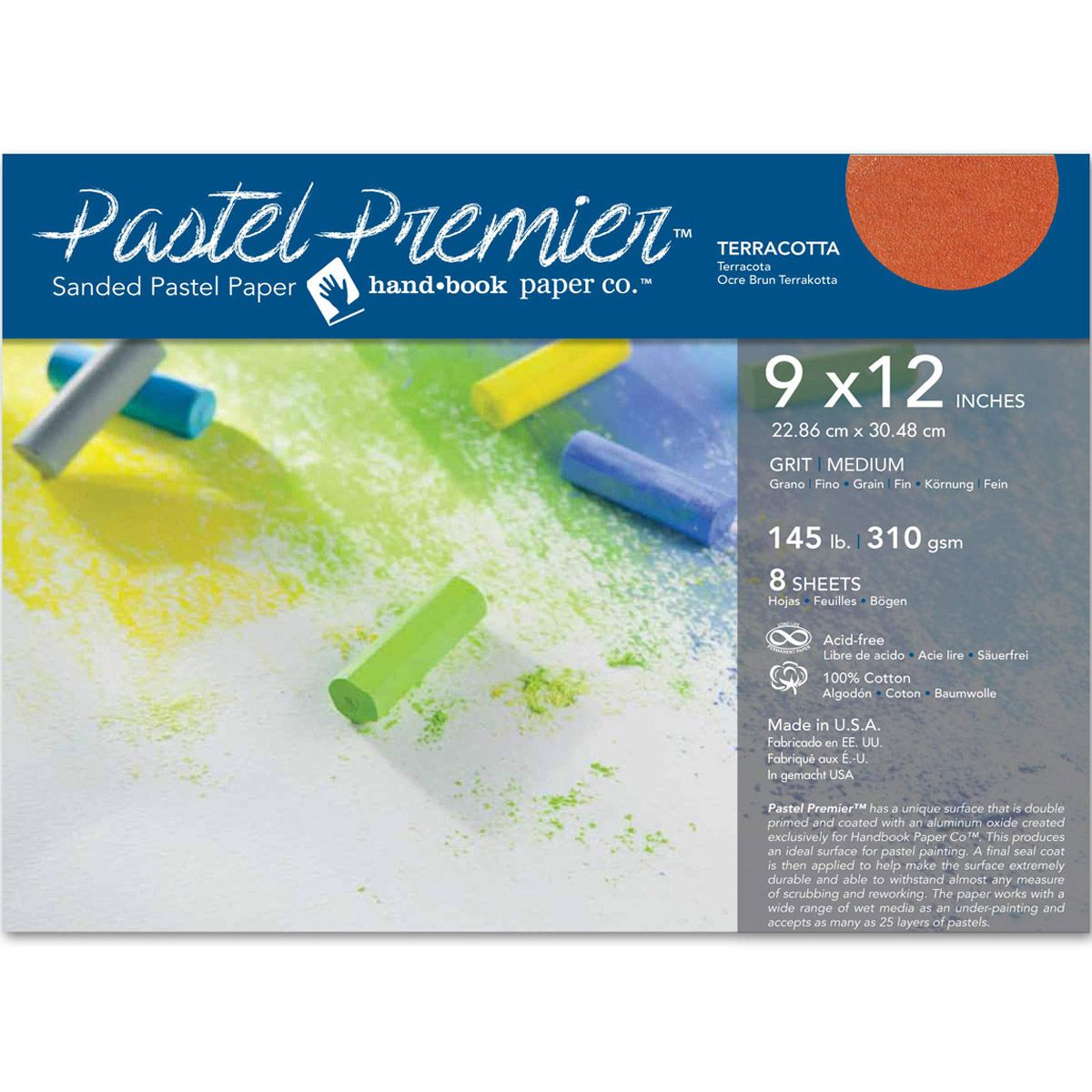 Pastel Premiere Sanded Pastel Pochette Terracotta Med Grit 8/Pkg 9"x12"