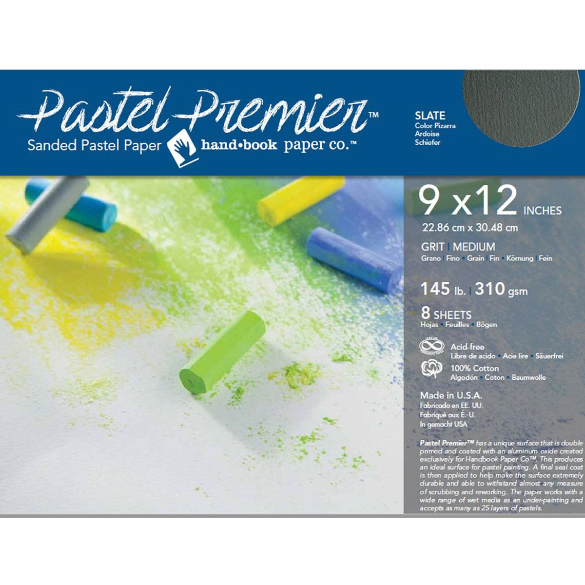 Pastel Premiere Sanded Pastel Pochette Slate Med Grit 8/Pkg 9"x12"