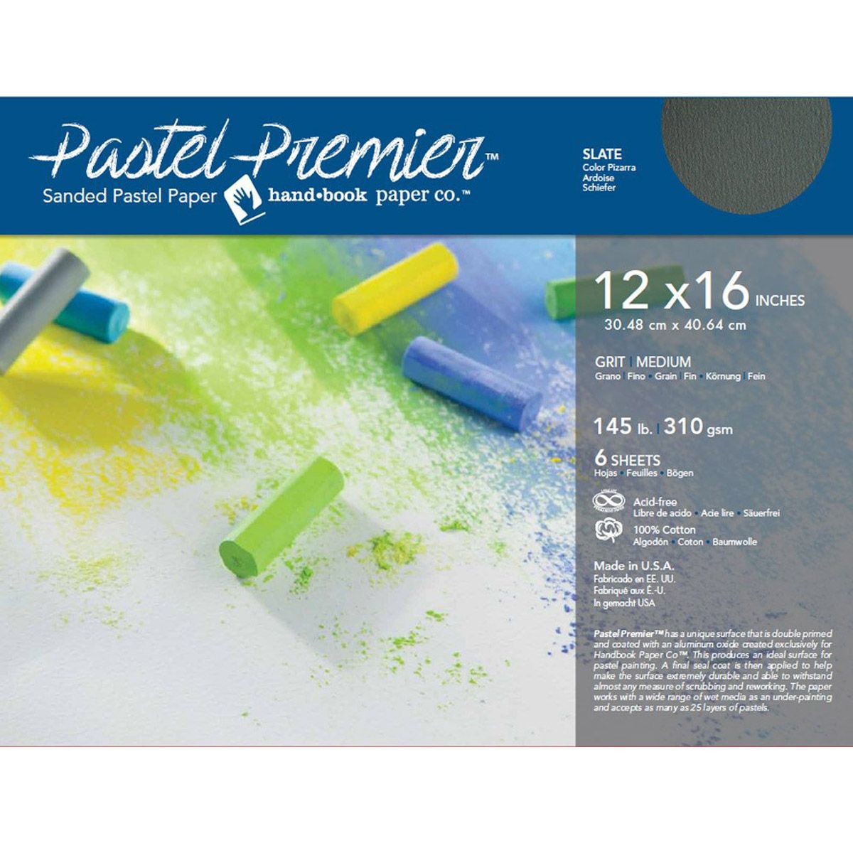 Pastel Premiere Sanded Pastel Pochette Slate Med Grit 6/Pkg 12" x 16"