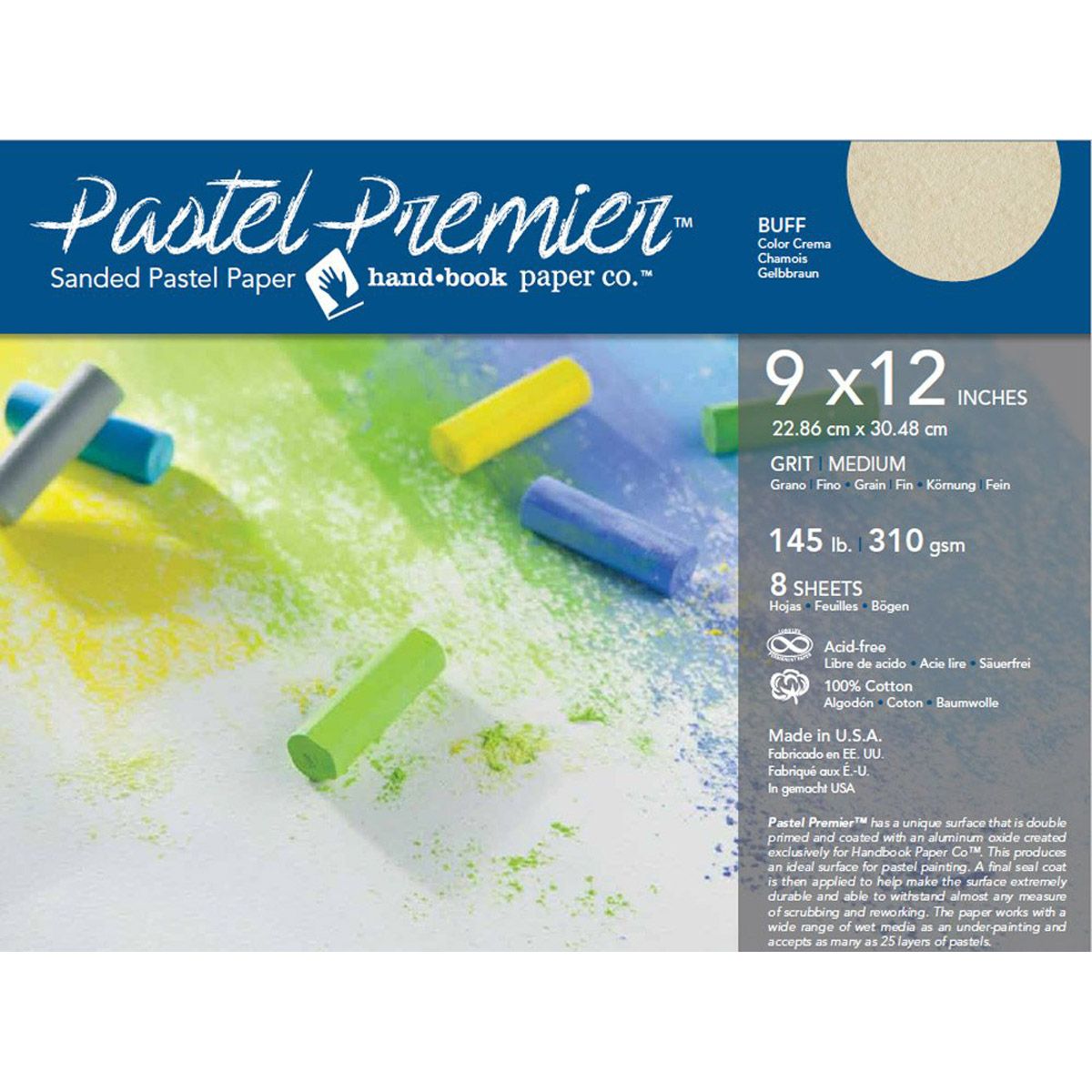 Pastel Premiere Sanded Pastel Pochette Buff Med Grit 8/Pkg 9"x12"