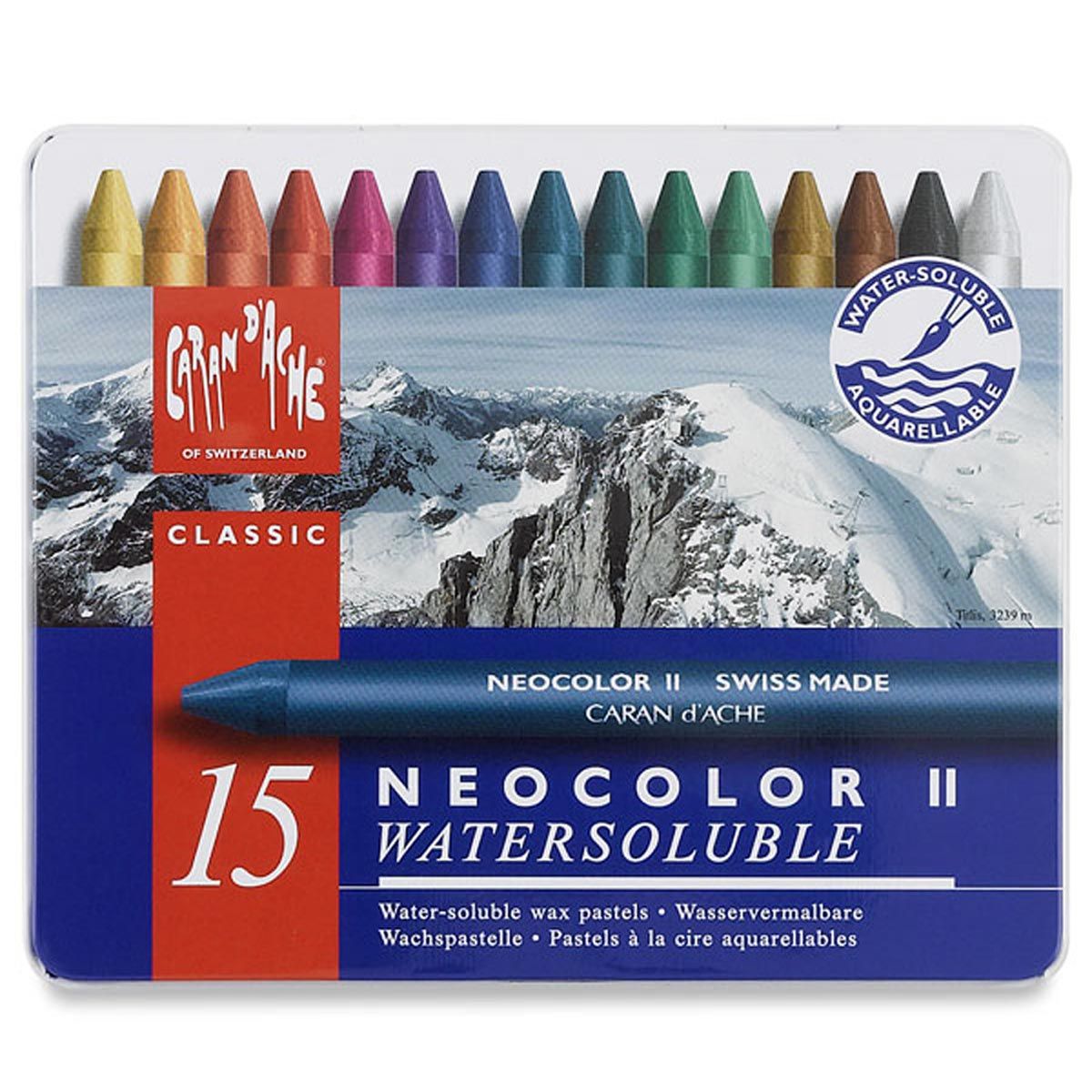 Caran d'Ache Neocolor II Water-Soluble Wax Pastel Set of 15