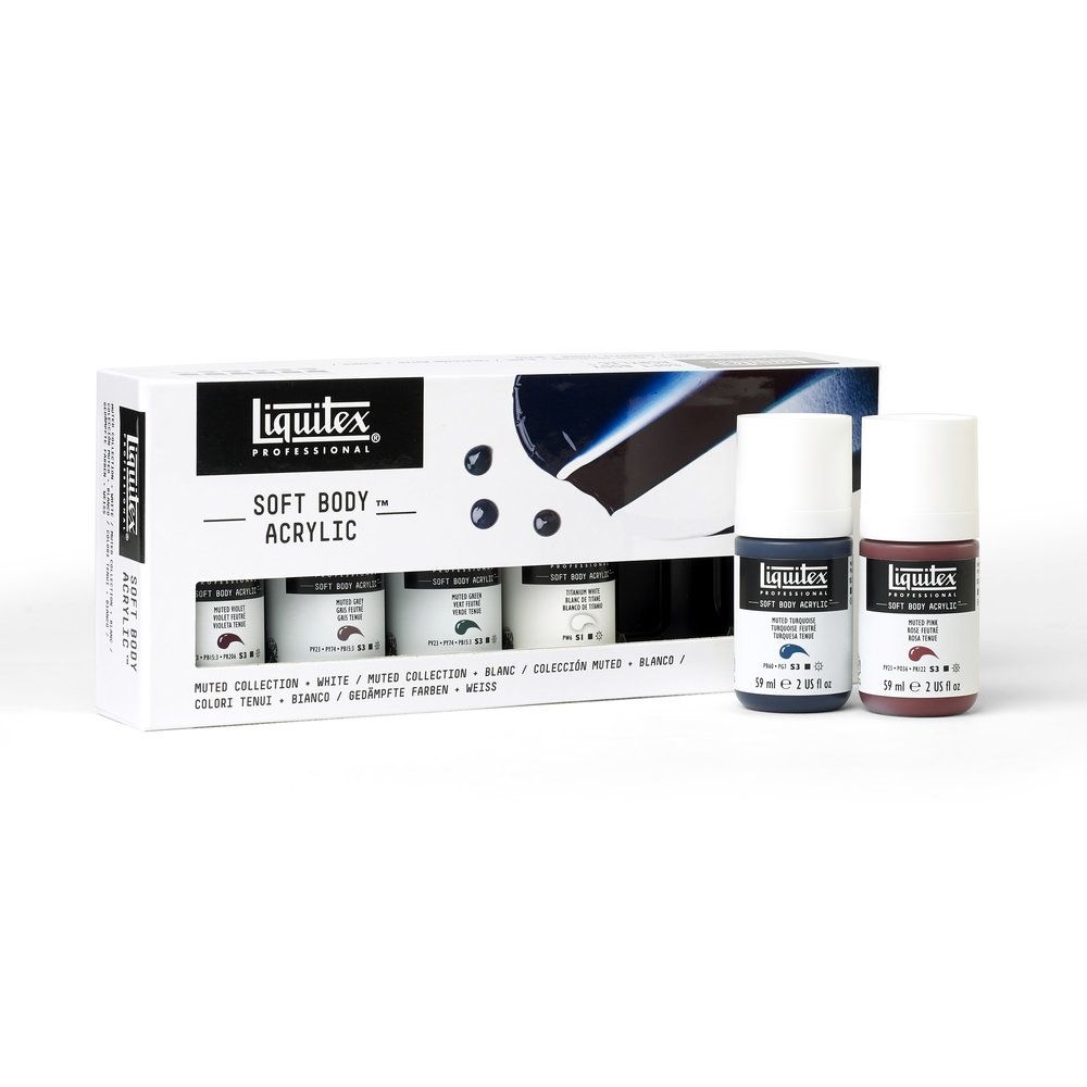 Liquitex Professional Soft Body Acrylic Set - 6x59ml Muted Collection + White