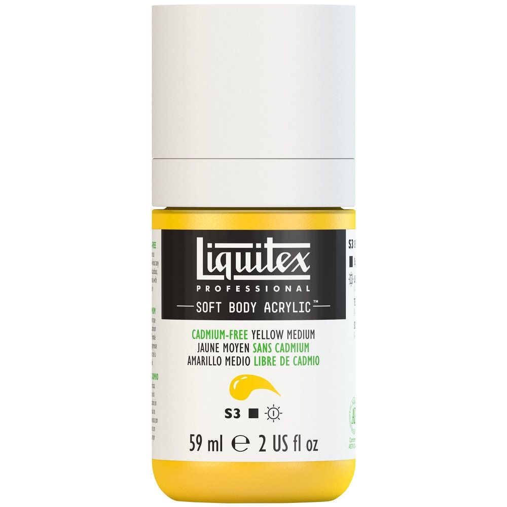 Liquitex Soft Body Acrylic, 890 Cadmium-Free Yellow Med, 2-oz