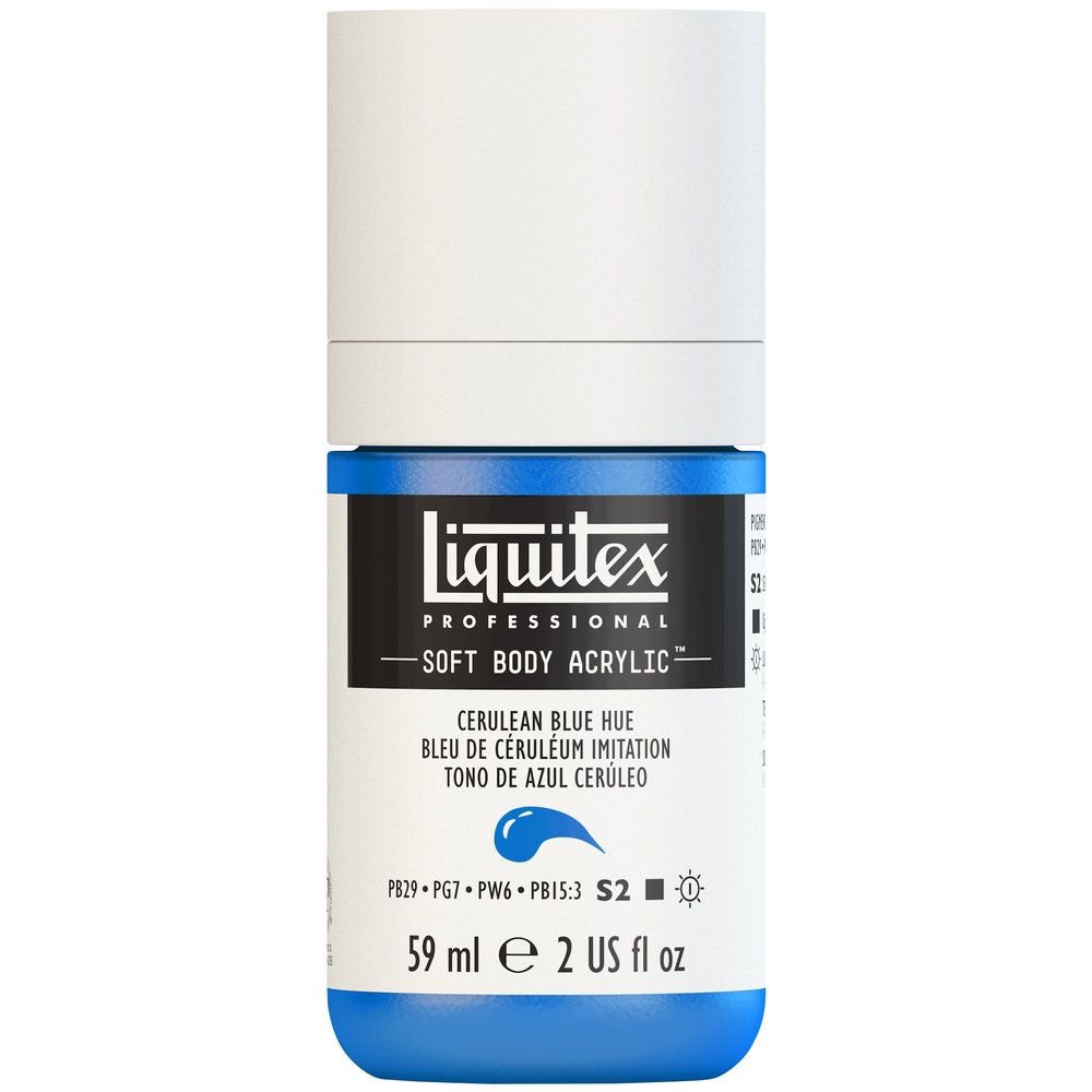 Liquitex Soft Body Acrylic, 470 Cerulean Blue Hue, 2-oz