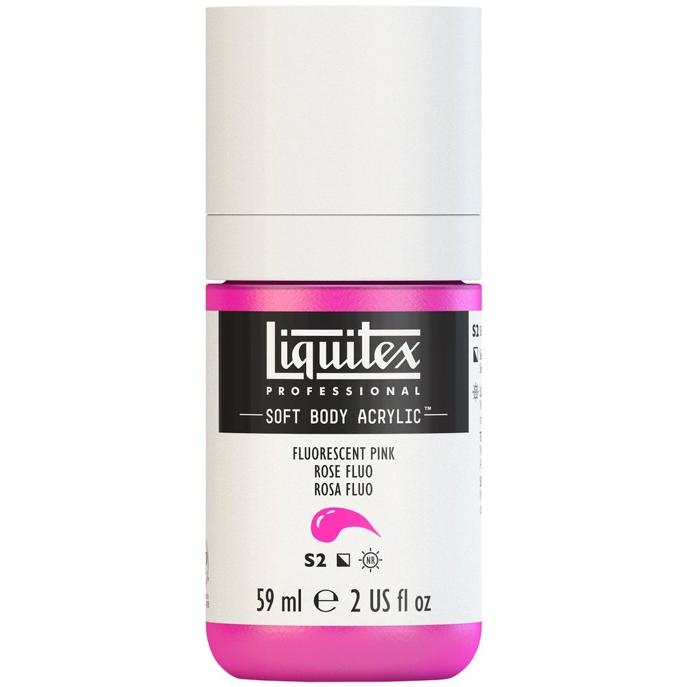 Liquitex Soft Body Acrylic, 987 Fluorescent Pink, 2-oz