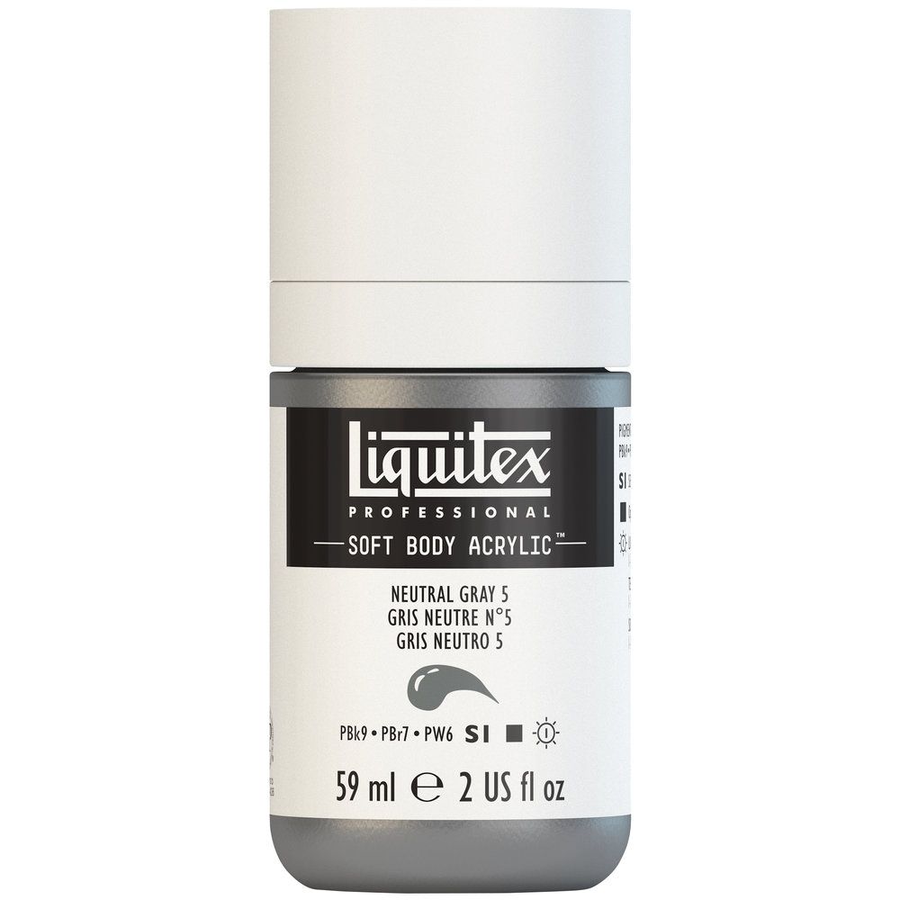 Liquitex Soft Body Acrylic, 599 Neutral Gray 5, 2-oz