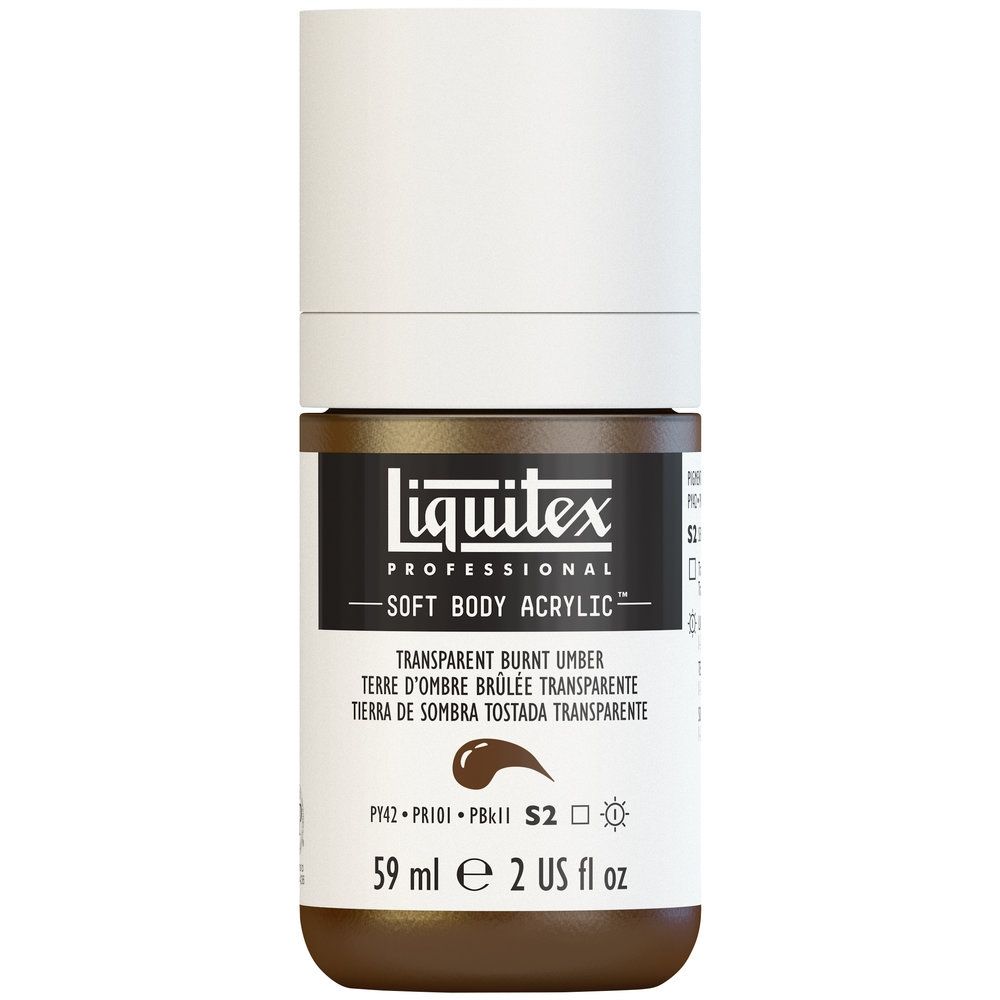 Liquitex Soft Body Acrylic, 130 Transparent Burnt Umber, 2-oz