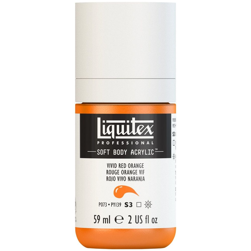 Liquitex Soft Body Acrylic, 620 Vivid Red Orange, 2-oz