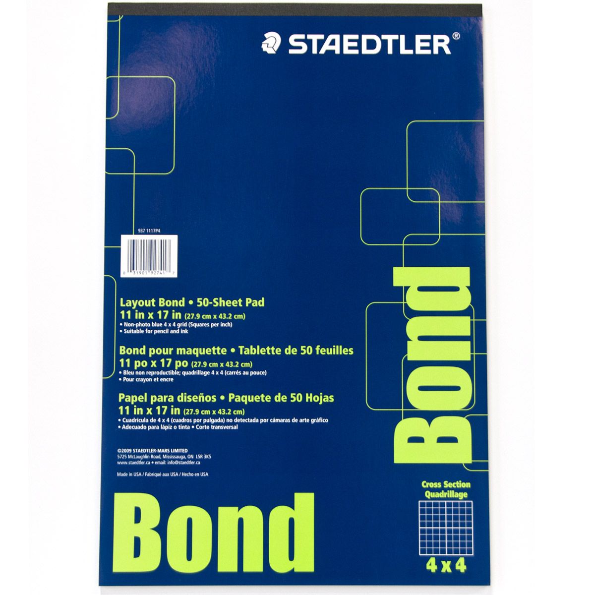Staedtler Mars Paper Bond 4x4 Grid Pad - 50 sheets 11" x 17"