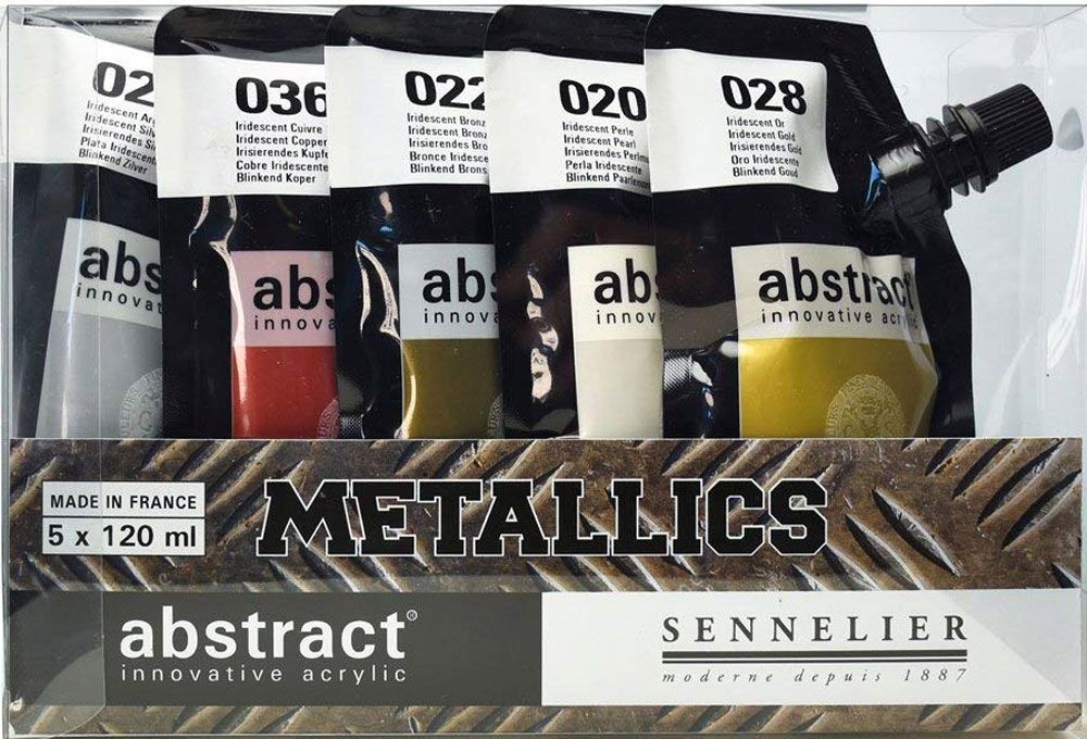 Sennelier Abstract Acrylic Paint, Assorted Metallic Colours, Set of 5