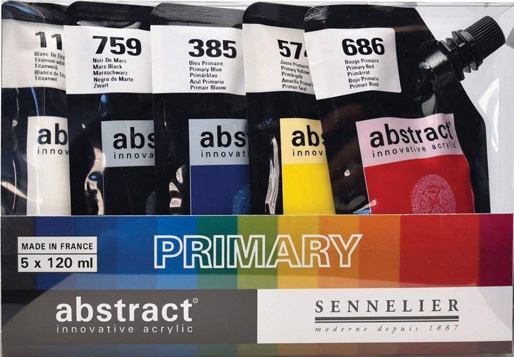 Sennelier Abstract Acrylic Paint, Assorted Primary Colours, Set of 5
