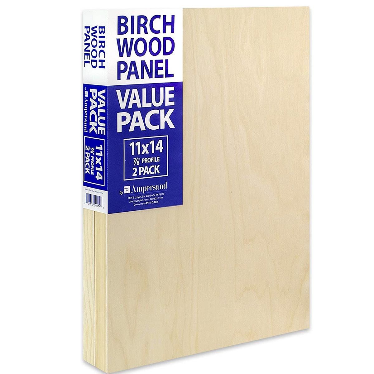 Ampersand Birch Wood 7/8" Panel, Value Pack 2-11 x 14 inches