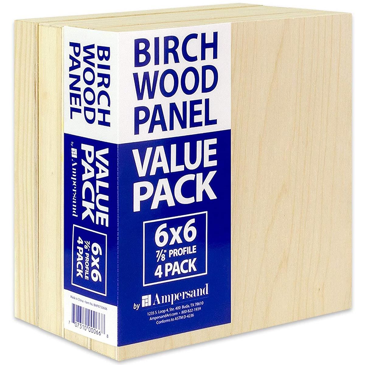 Ampersand Birch Wood 7/8" Panel, Value Pack 4-6 x 6 inches