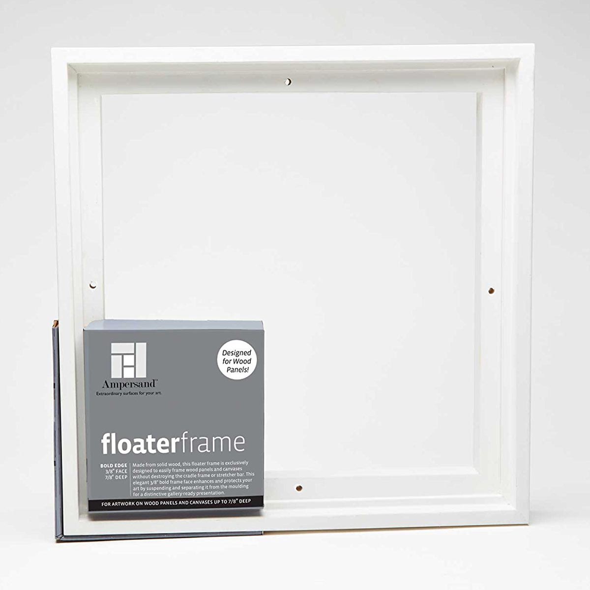 Ampersand Bold Edge White 7/8" Floater Frame 6" x 6"