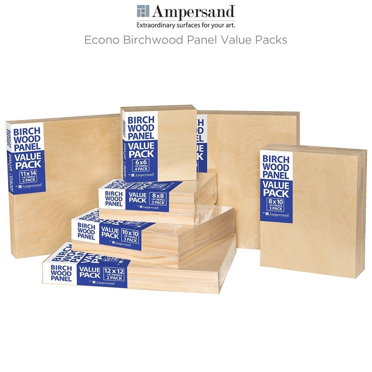 Ampersand Value Series Birch Wood Panel Value Packs