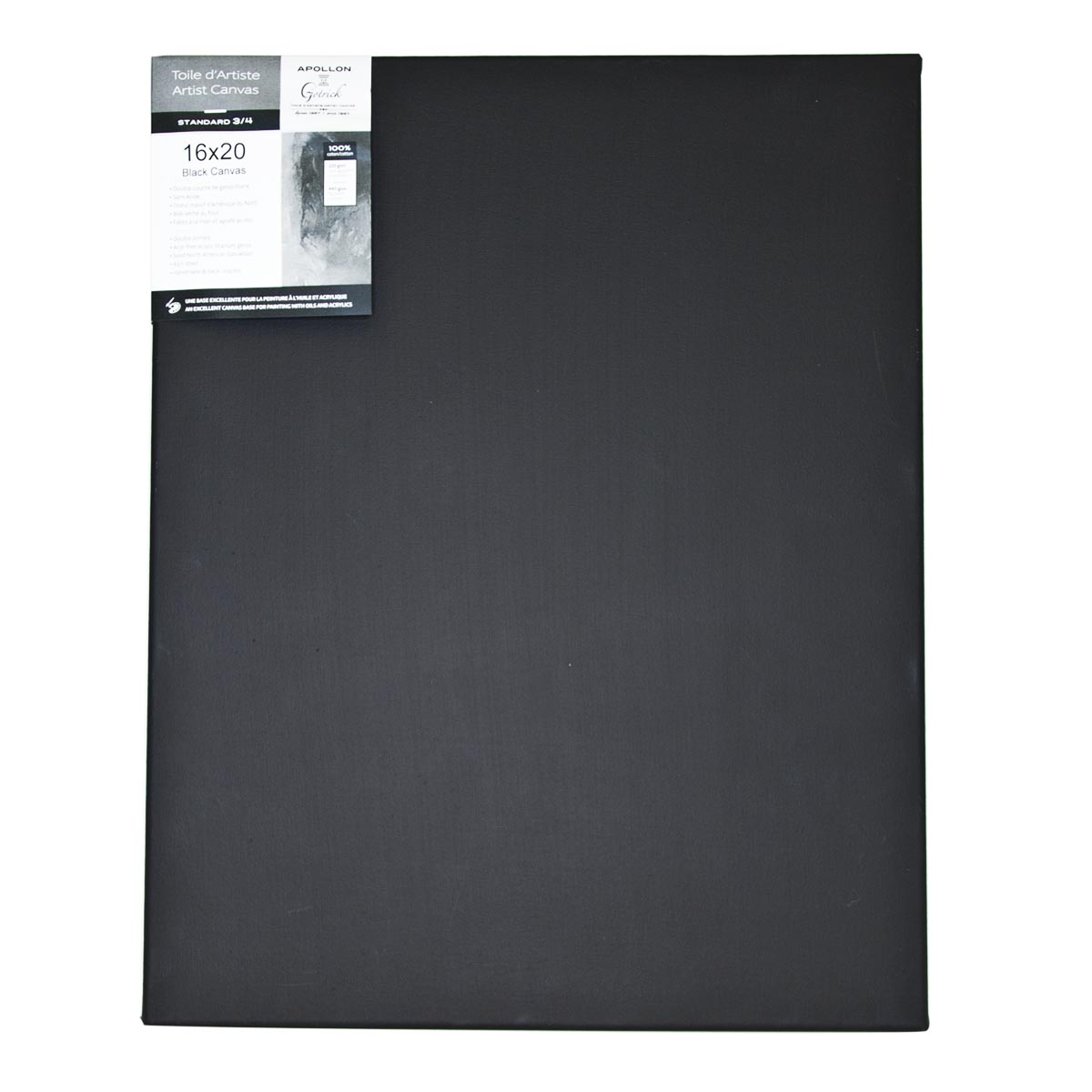 Apollon Gotrick 3/4" Standard Black Artist Canvas 16" x 20"