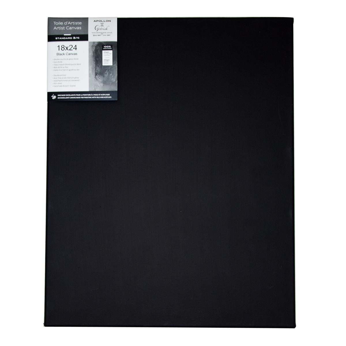 Apollon Gotrick 3/4" Standard Black Artist Canvas 18" x 24"