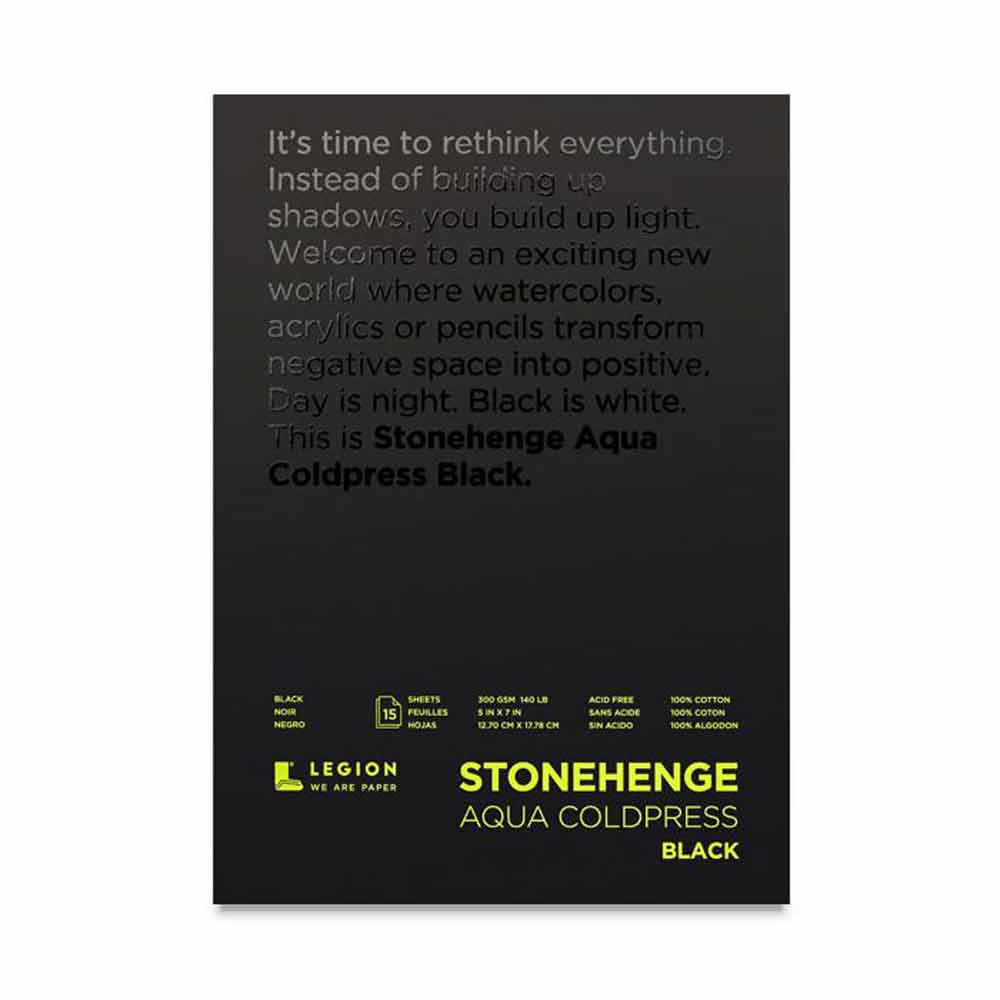 Stonehenge Aqua Black CP/140lb Watercolour 15 Sheets Pad, 5x7 Inches