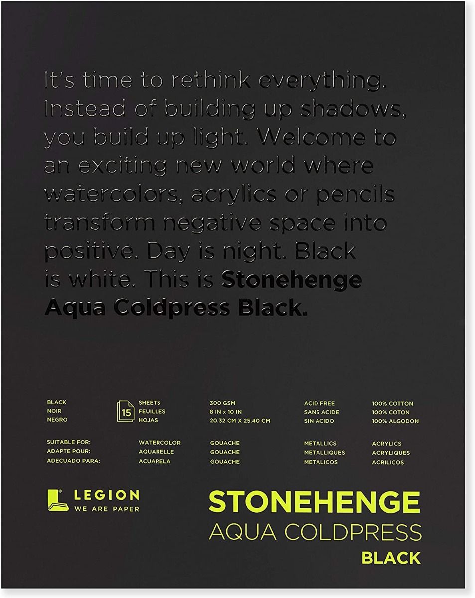 Stonehenge Aqua Black CP/140lb Watercolour 15 Sheets Pad, 8x10 Inches
