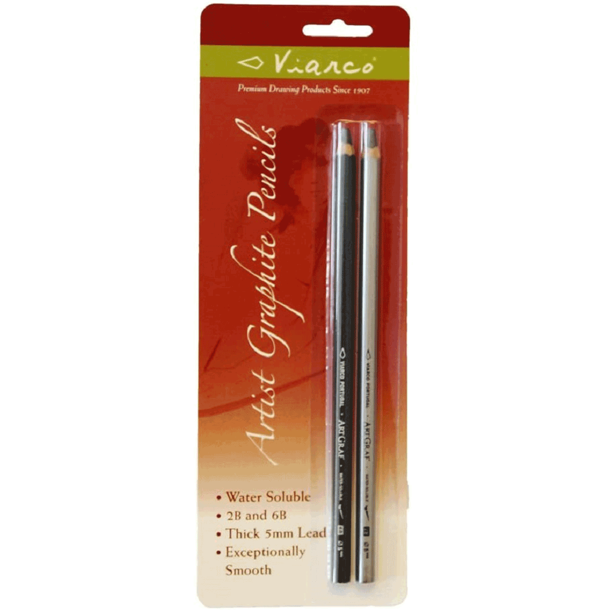 ArtGraf Water-soluble Graphite 2B & 6B Pencils, 2 pk