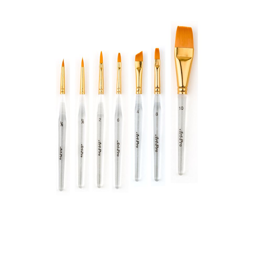 Art-Pro Set Of 7 Synthetic Gold Transparent (SH) Brushes