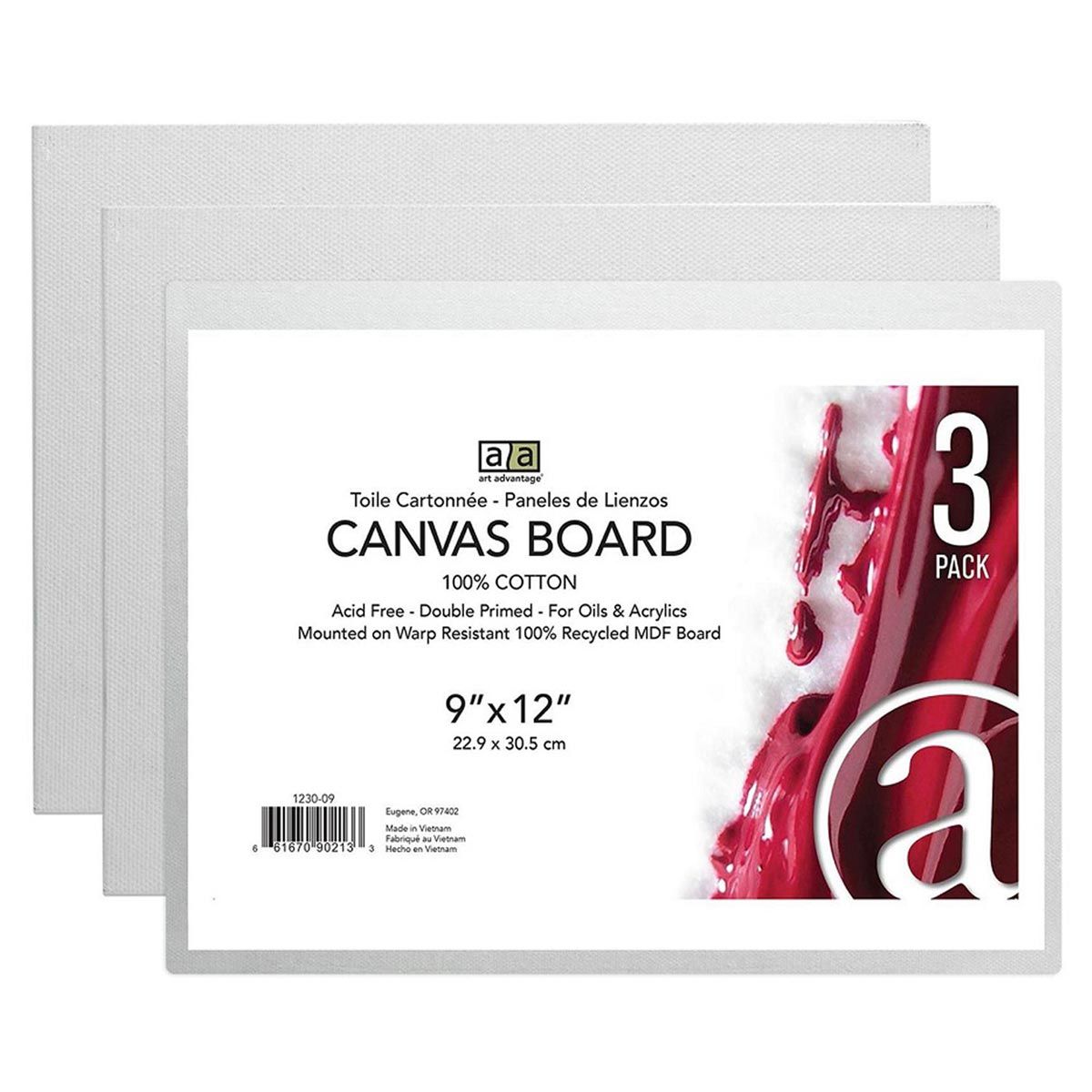 Art Advantage Canvas Board 3/Pack 9 x 12 inches