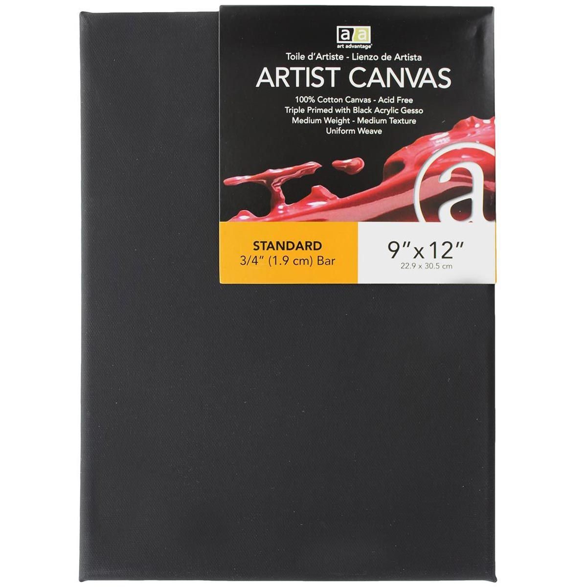 Art Advantage - Thick Professional Wide Wall Black Canvas - 9 x 12-inch