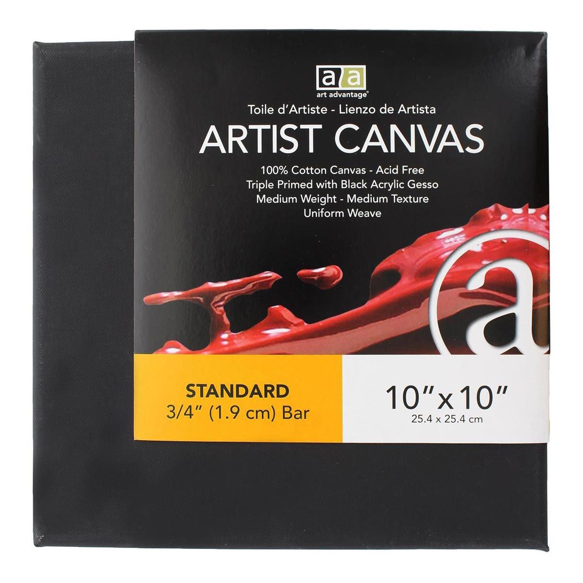 Art Advantage - Thick Professional Wide Wall Black Canvas - 10 x 10-inch